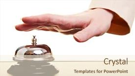  Presentation with hotel - PPT layouts featuring businesswoman using a hotel bell background and a cream colored foreground