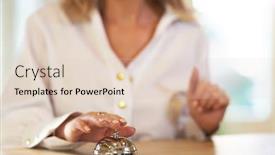  Presentation with front desk - Audience pleasing slides consisting of businesswoman-using-bell-at-hotel backdrop and a lemonade colored foreground