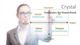  Presentation with matrix - Presentation theme with businesswoman-using-eisenhower-matrix background and a cream colored foreground