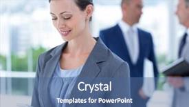  Presentation with phone - Presentation having businesswoman using her phone with two colleague behind her at the office background and a ocean colored foreground