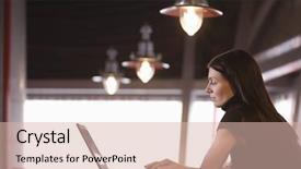  Presentation with healthy workplace full length side view - Beautiful presentation theme featuring wood mushrooms on a tree stump tree fungus autumn backdrop and a tawny brown colored foreground