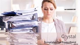  Presentation with paperwork - Amazing presentation design having businesswoman-very-busy-with-ongoing backdrop and a lemonade colored foreground