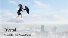  Presentation with strong wind - PPT theme with decorations on blue with green background and a dark gray colored foreground