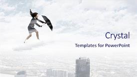  Presentation with strong wind - Colorful PPT layouts enhanced with businesswoman walking against strong wind backdrop and a  colored foreground