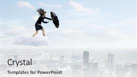  Presentation with strong wind - Presentation theme enhanced with businesswoman walking against strong wind background and a  colored foreground