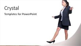  Presentation with walking patients - Colorful presentation theme enhanced with businesswoman walking along a tightrope backdrop and a white colored foreground