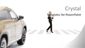  Presentation with pedestrian crossing - Theme featuring businesswoman-walking-at-a-pedestrian background and a white colored foreground