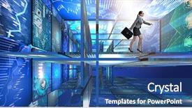  Presentation with data management - Audience pleasing presentation consisting of businesswoman walking in data management backdrop and a  colored foreground