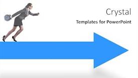  Presentation with walking - Amazing slides having businesswoman-walking-on-arrow-sign backdrop and a white colored foreground