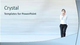  Presentation with abstract - Presentation theme enhanced with businesswoman walking through the abstract background and a sky blue colored foreground