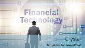  Presentation with fintech financial technology - Amazing theme having businesswoman-walking-towards-financial-technology backdrop and a light blue colored foreground