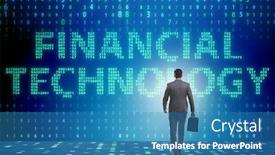  Presentation with fintech financial technology - Slides having businesswoman-walking-towards-financial-technology background and a teal colored foreground