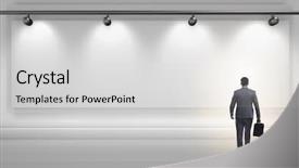  Presentation with wall falling - Theme enhanced with businesswoman walking towards the wall background and a light gray colored foreground