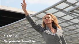  Presentation with taxi - Theme consisting of businesswoman waving taxi background and a gray colored foreground