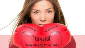  Presentation with boxing fight - PPT theme featuring businesswoman wearing boxing gloves ready background and a red colored foreground