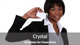  Presentation with blank - Presentation design consisting of businesswoman with a card left background and a dark gray colored foreground