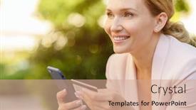  Presentation with purchasing - Amazing theme having businesswoman-with-a-credit-card backdrop and a coral colored foreground
