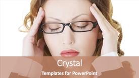  Presentation with 3d isolated t rex head - Beautiful slides featuring businesswoman with a headache holding backdrop and a  colored foreground