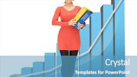  Presentation with process flow chart - PPT theme featuring businesswoman with big 3d chart background and a  colored foreground