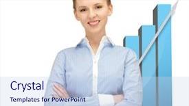  Presentation with pic chart - Audience pleasing presentation consisting of businesswoman with big 3d chart backdrop and a sky blue colored foreground