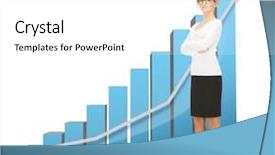  Presentation with quality control chart - Audience pleasing presentation theme consisting of businesswoman with big 3d chart backdrop and a white colored foreground