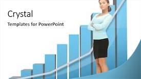  Presentation with school organization chart - PPT theme enhanced with businesswoman with big 3d chart background and a white colored foreground