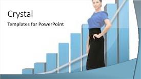  Presentation with quality control chart - Beautiful PPT theme featuring businesswoman with big 3d chart backdrop and a  colored foreground