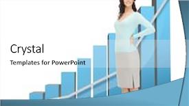  Presentation with emergency flip chart - Slide set with businesswoman with big 3d chart background and a  colored foreground