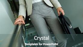  Presentation with stairway - Audience pleasing presentation consisting of businesswoman with briefcase going down backdrop and a  colored foreground