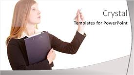  Presentation with counting - Presentation with businesswoman-with-clipboard-is-counting background and a white colored foreground