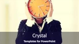  Presentation with learn english concept time - Presentation theme consisting of businesswoman with clock - time concept background and a navy blue colored foreground