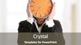  Presentation with clock - Slides enhanced with businesswoman with clock - time concept background and a dark gray colored foreground