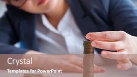  Presentation with forex - Presentation design enhanced with businesswoman-with-coins-in-forex background and a coral colored foreground