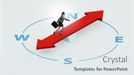  Presentation with compass - PPT theme consisting of businesswoman-with-compass-looking background and a  colored foreground