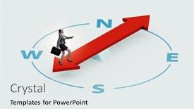  Presentation with direction - Theme with businesswoman-with-compass-looking background and a sky blue colored foreground