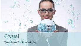  Presentation with crystal ball - Slides featuring businesswoman with crystal ball background and a sky blue colored foreground