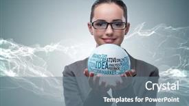  Presentation with crystal ball - Theme with businesswoman with crystal ball background and a gray colored foreground
