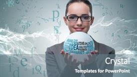  Presentation with crystal ball - Slide deck featuring businesswoman with crystal ball background and a gray colored foreground