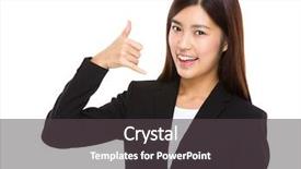  Presentation with show - PPT layouts having manageme - businesswoman with hand show background and a dark gray colored foreground