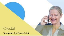  Presentation with minimal - Presentation design consisting of businesswoman with minimal shapes on phone background and a blonde colored foreground