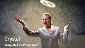  Presentation with head - Slide deck having businesswoman with prohibition sign background and a  colored foreground