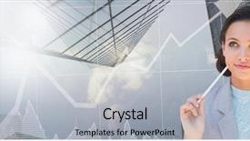  Presentation with stock market - Beautiful PPT layouts featuring businesswoman with stock market arrows backdrop and a light gray colored foreground