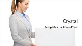  Presentation with audit business compliance concept - Slide set having businesswoman with white blank board background and a  colored foreground