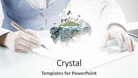  Presentation with desk - Presentation with businesswoman-working-at-desk-mixed background and a cool aqua colored foreground