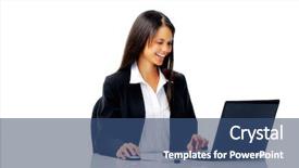  Presentation with computer infections - Audience pleasing theme consisting of businesswoman working at her computer backdrop and a ocean colored foreground