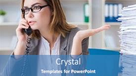  Presentation with office safety fatigue - Presentation theme having businesswoman-working-in-the-office background and a teal colored foreground