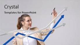  Presentation with art white gray grey - PPT theme consisting of businesswoman working with growth graph background and a light gray colored foreground