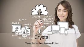  Presentation with doodle - PPT theme having businesswoman writing doodle against grey background and a mint green colored foreground