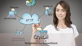  Presentation with flowchart - Cool new PPT theme with businesswoman writing flowchart against grey vignette backdrop and a light gray colored foreground