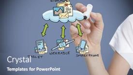  Presentation with flowchart - Beautiful presentation theme featuring businesswoman writing flowchart against grey vignette backdrop and a seafoam green colored foreground